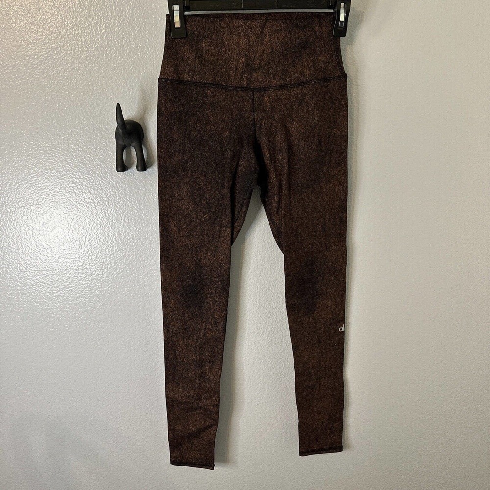 ALO‎ Yoga Airbrush Copper Metallic Leggings High Waist Size S Womens